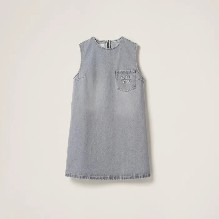 Women Dresses Miu Miu Denim Dress Grey