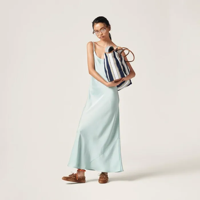 Women Dresses Miu Miu Long Silk Dress Jade Green Women Dresses Miu Miu Long Silk Dress Jade Green