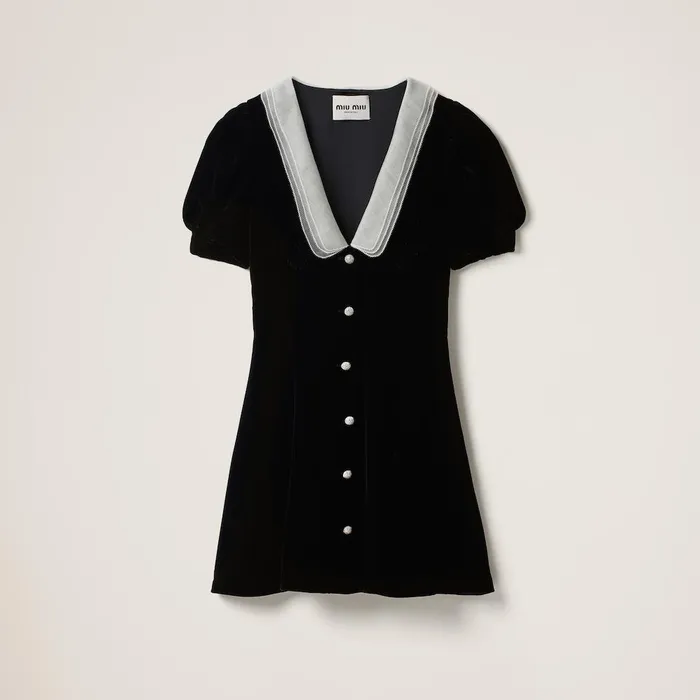 Women Dresses Miu Miu Velvet Minidress Black