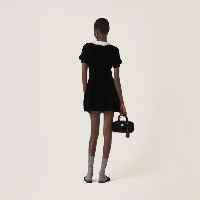 Women Dresses Miu Miu Velvet Minidress Black Women Dresses Miu Miu Velvet Minidress Black