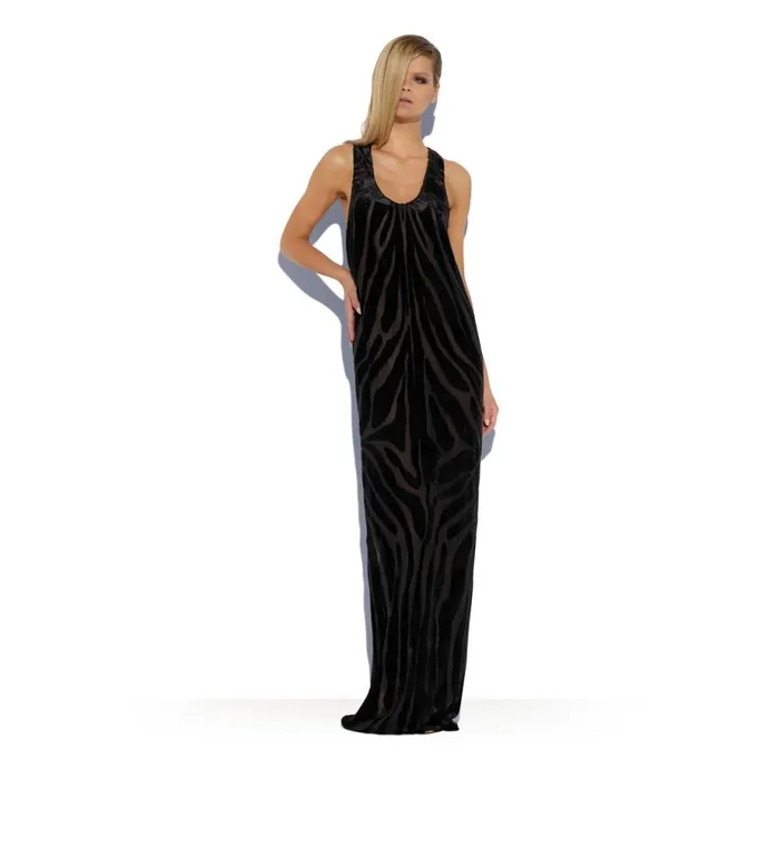 Women Dresses Tom Ford Velour Zebra Jacquard Tank Dress Black Women Dresses Tom Ford Velour Zebra Jacquard Tank Dress Black