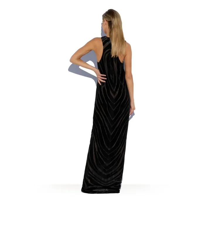Women Dresses Tom Ford Velour Zebra Jacquard Tank Dress Black Women Dresses Tom Ford Velour Zebra Jacquard Tank Dress Black