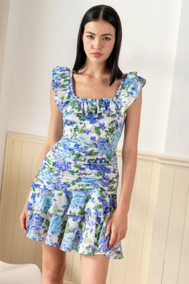 Women Dresses YUMI KIM Frankie Dress Party Floral Dress Dreamland Cyan