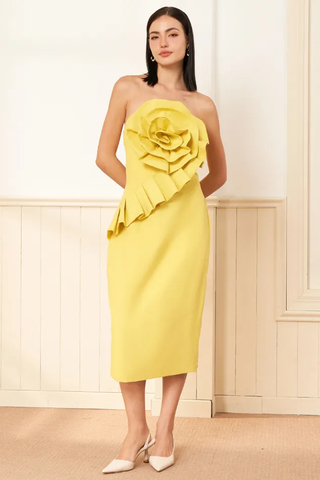 Women Dresses YUMI KIM Rio Linen Dress Party Summer Dress Chartreuse