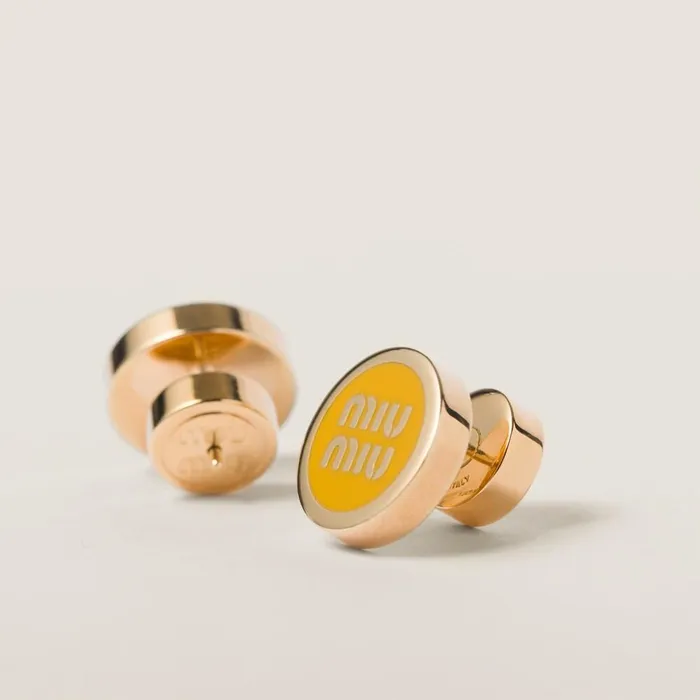 Women Earrings Miu Miu Enameled Metal Earrings Pomegranate Yellow Women Earrings Miu Miu Enameled Metal Earrings Pomegranate Yellow