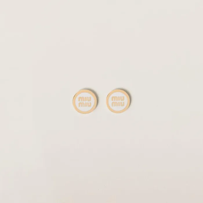 Women Earrings Miu Miu Enameled Metal Earrings White