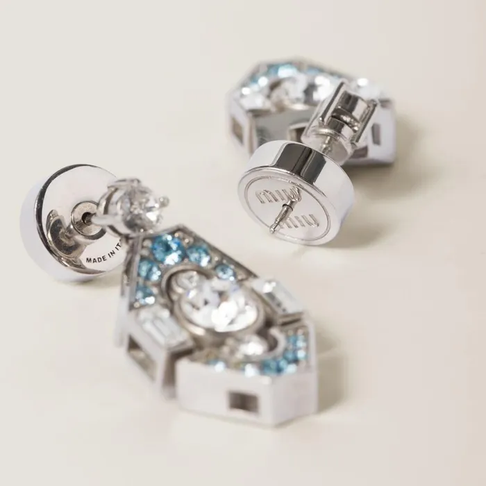 Women Earrings Miu Miu Metal Earrings With Crystals Aquamarine Women Earrings Miu Miu Metal Earrings With Crystals Aquamarine