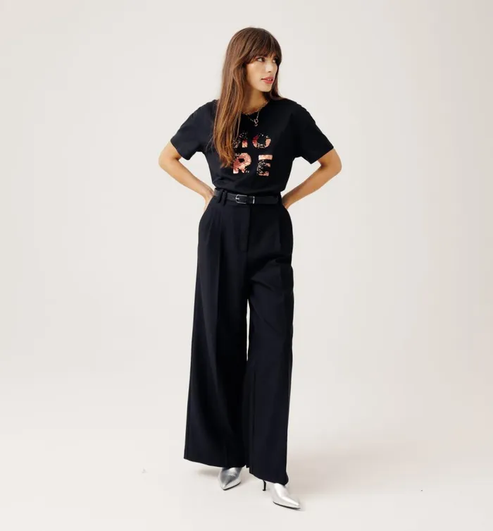 Women Embroidered Sequinned Top 8211 Black Print Promod Tops Women Embroidered Sequinned Top 8211 Black Print Promod Tops