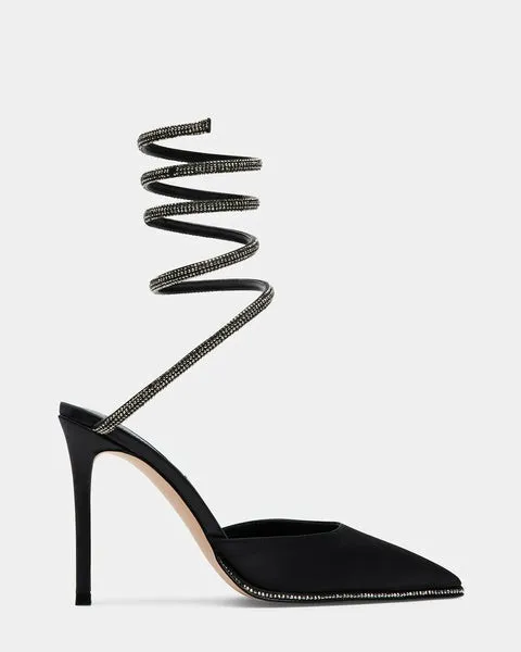 Women EMERSON BLACK SATIN Black Satin Steve Madden Heels