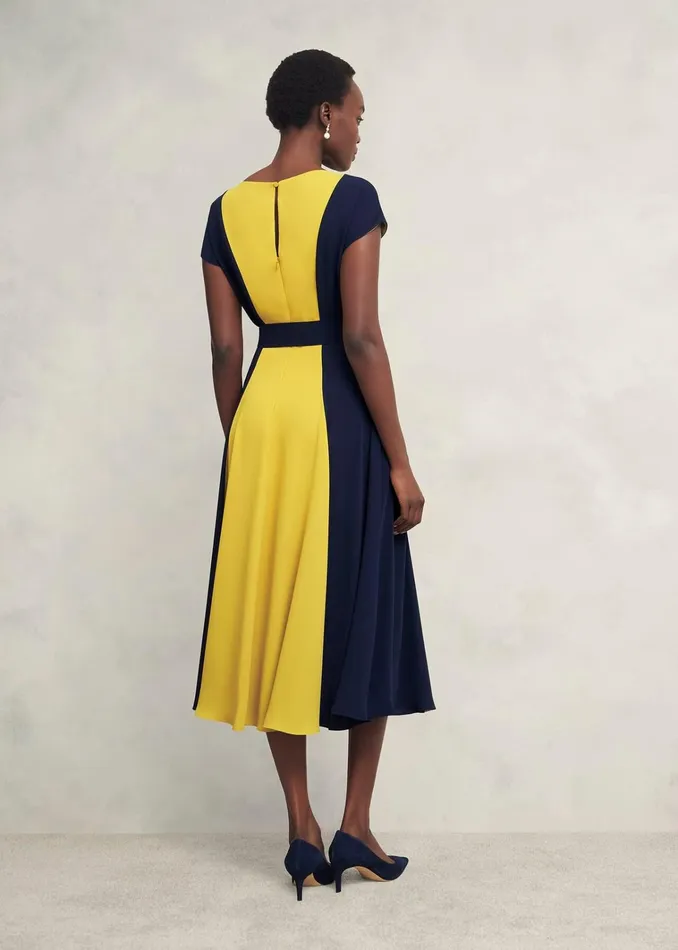 Women Emery Tie Belted Dress Navy Yellow Hobbs Dresses and Jumpsuits