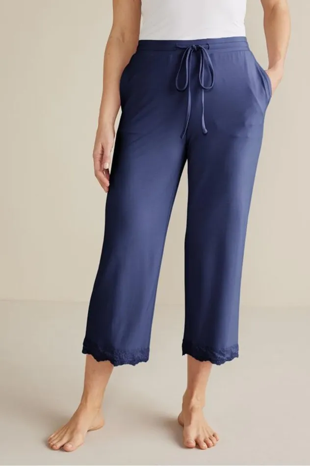 Women Evania Bamboo Sleep Pants Spring Paisley Chambray Soft Surroundings Sleepwear and Lounge