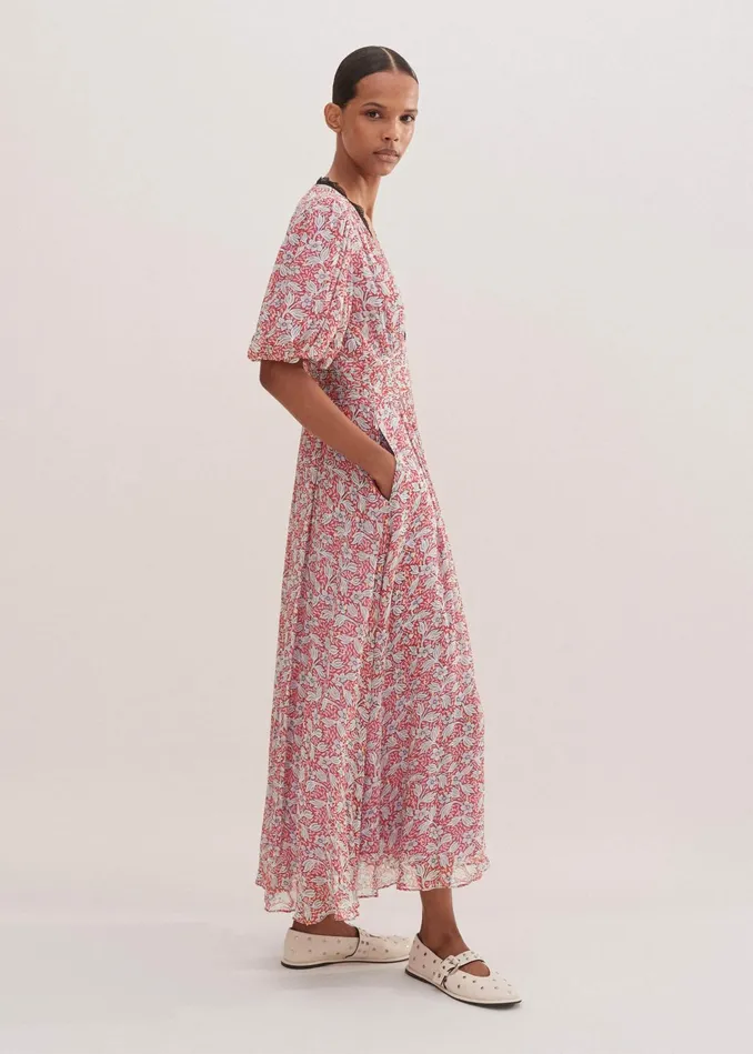 Women Evening Primrose Print Lace Maxi Dress Poppy Redlight Creammulti MEEM