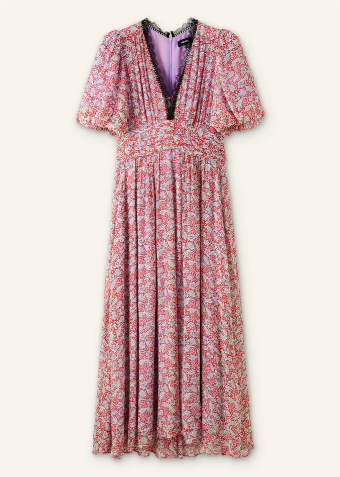 Women Evening Primrose Print Lace Maxi Dress Poppy Redlight Creammulti MEEM