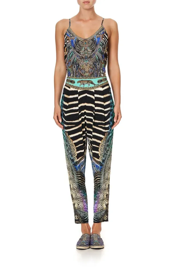 Women Extended Sizes Camilla Harem Pants With Front Pleats Animal Army