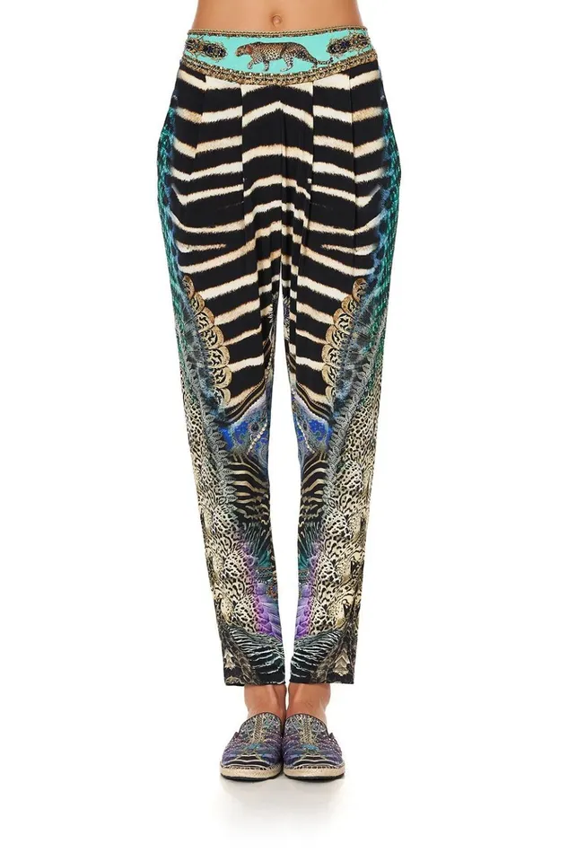 Women Extended Sizes Camilla Harem Pants With Front Pleats Animal Army