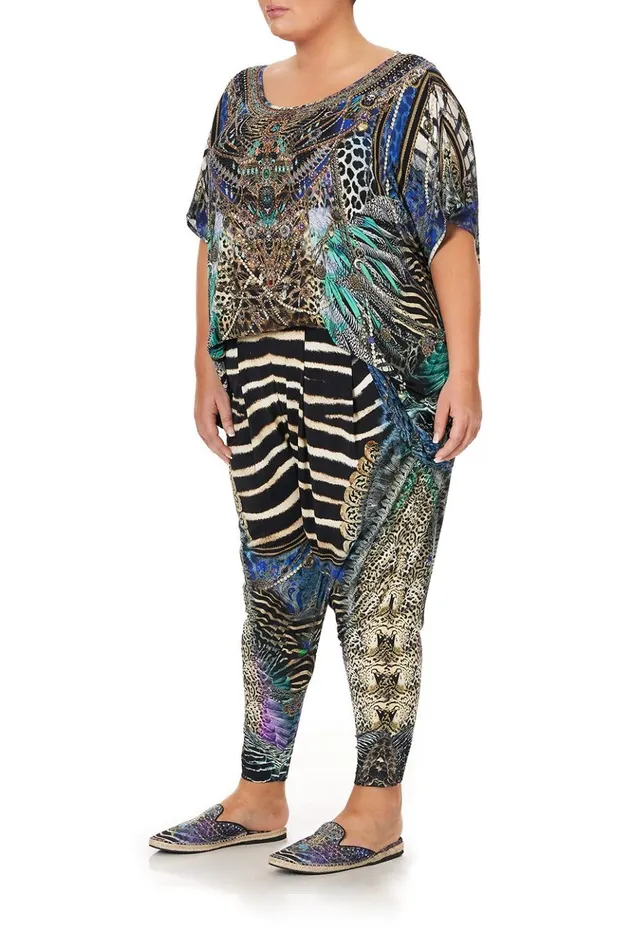 Women Extended Sizes Camilla Harem Pants With Front Pleats Animal Army