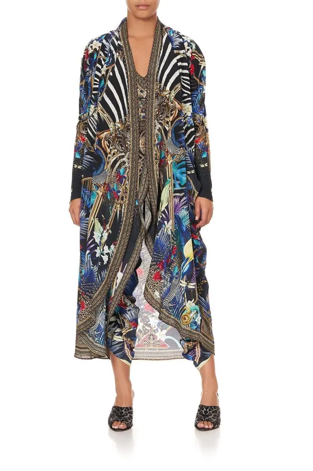 Women Extended Sizes Camilla Long Casual Jacket With Pockets Rainbow Room