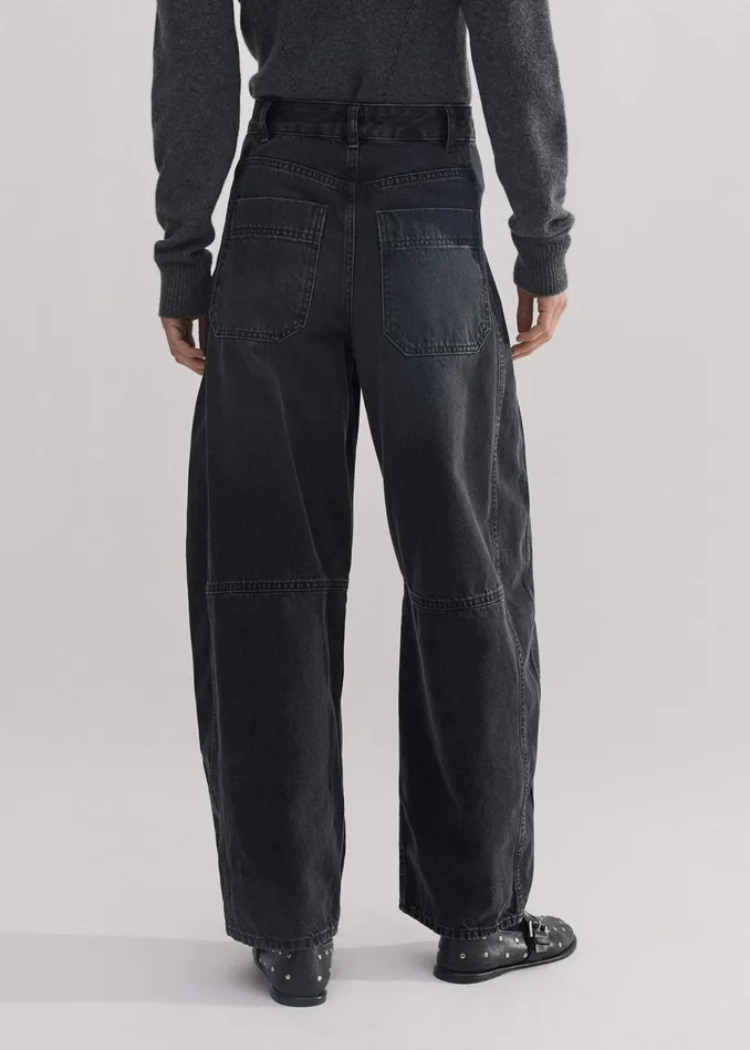 Women Extreme Tapered Jean Washed Black MEEM