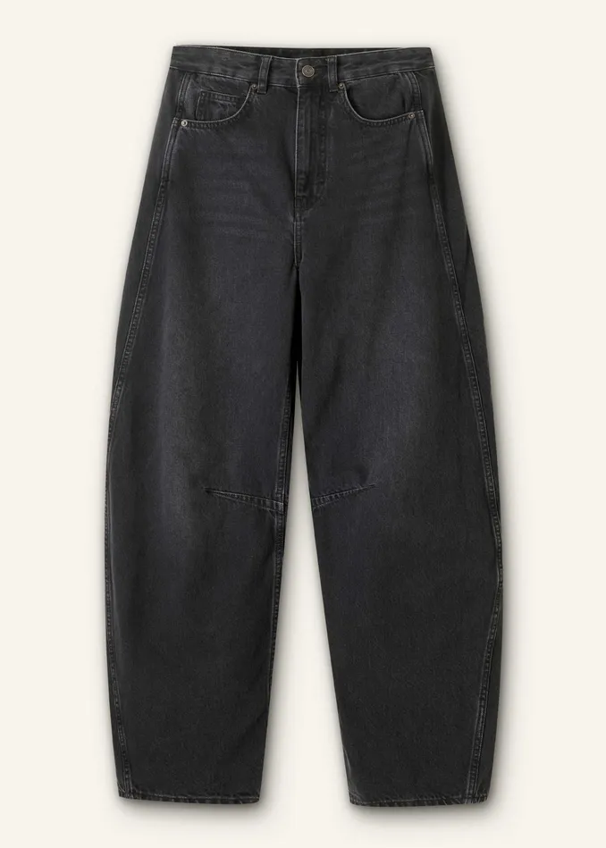 Women Extreme Tapered Jean Washed Black MEEM