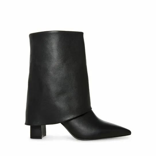 Women FALLON BLACK LEATHER Black Leather Steve Madden Boots and Booties