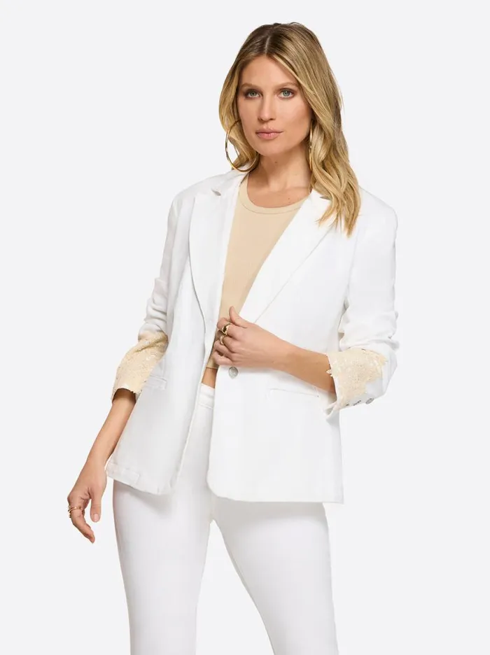 Women Fitted Blazer In White Jessica Simpson Denim