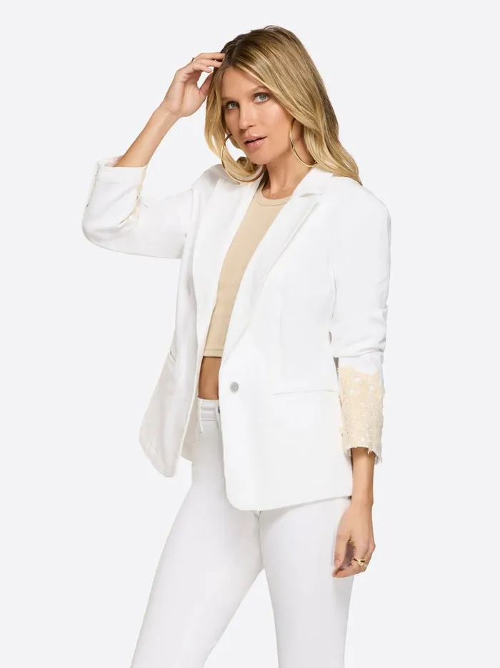 Women Fitted Blazer In White Jessica Simpson Denim