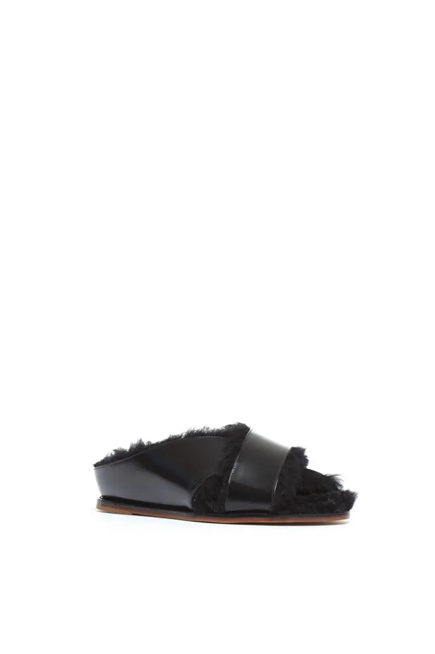 Women Flats Gabriela Hearst Ellington Slide With Wool Fur