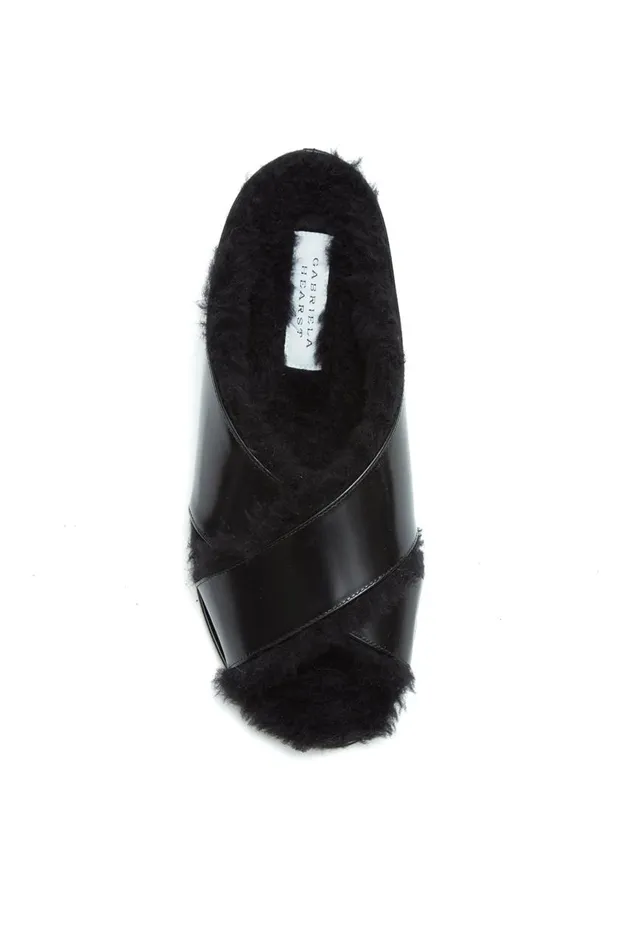 Women Flats Gabriela Hearst Ellington Slide With Wool Fur