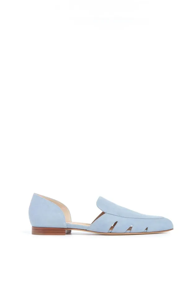 Women Flats Gabriela Hearst Rory Flat Shoe In Stone Blue Suede