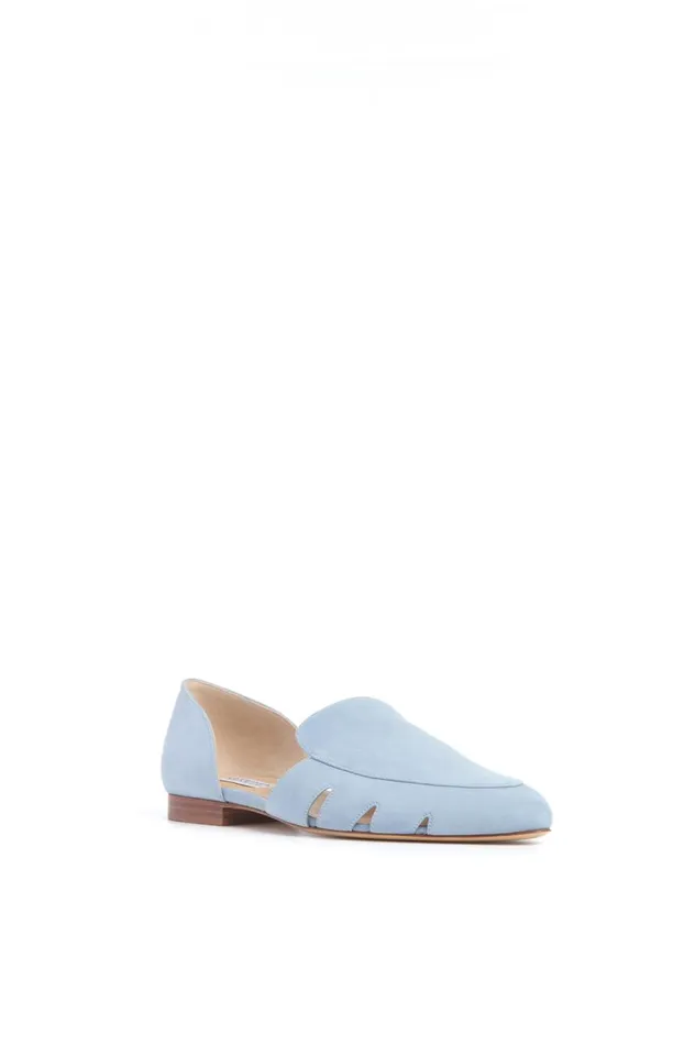 Women Flats Gabriela Hearst Rory Flat Shoe In Stone Blue Suede