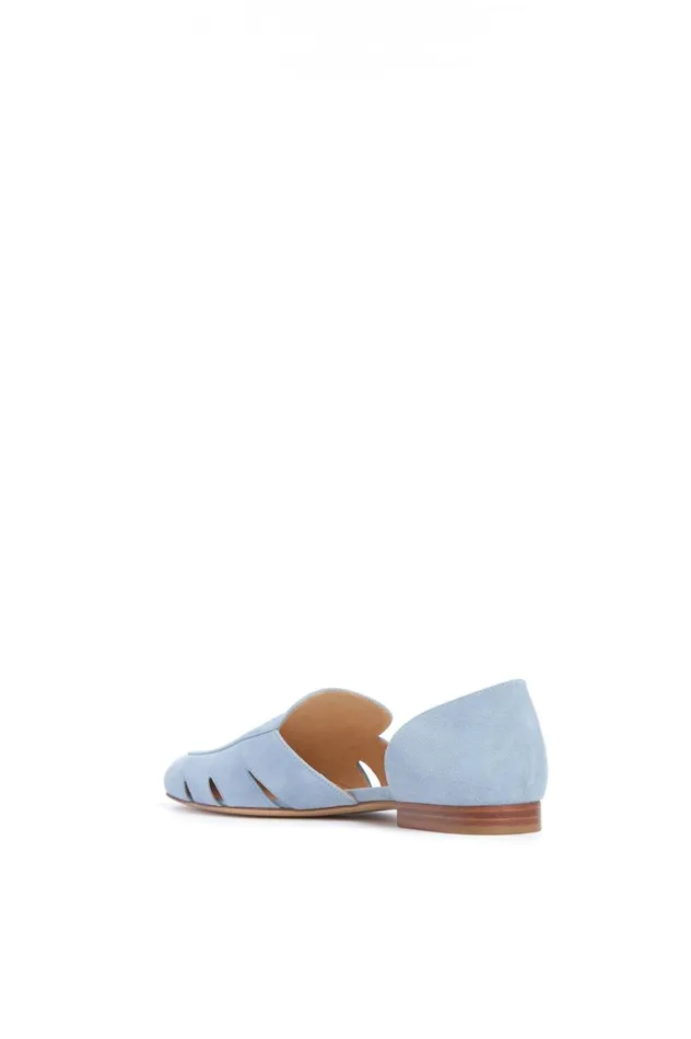 Women Flats Gabriela Hearst Rory Flat Shoe In Stone Blue Suede