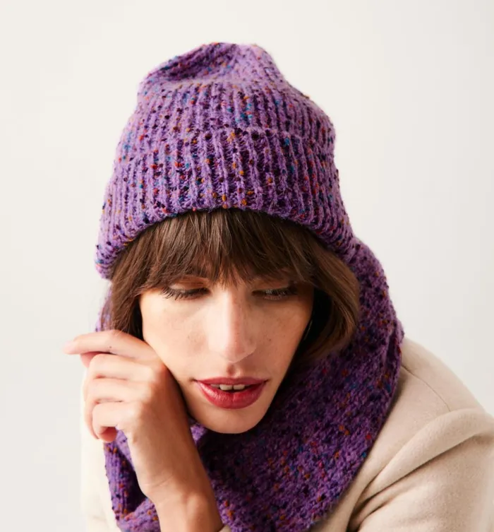 Women Flecked Knit Hat 8211 Violet Promod Hats And Gloves
