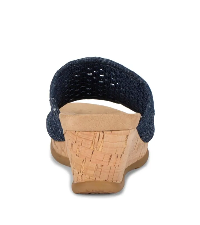 Women Flossey Wedge Slide Sandal Dark Denim Baretraps Slides and Slip On Sandals