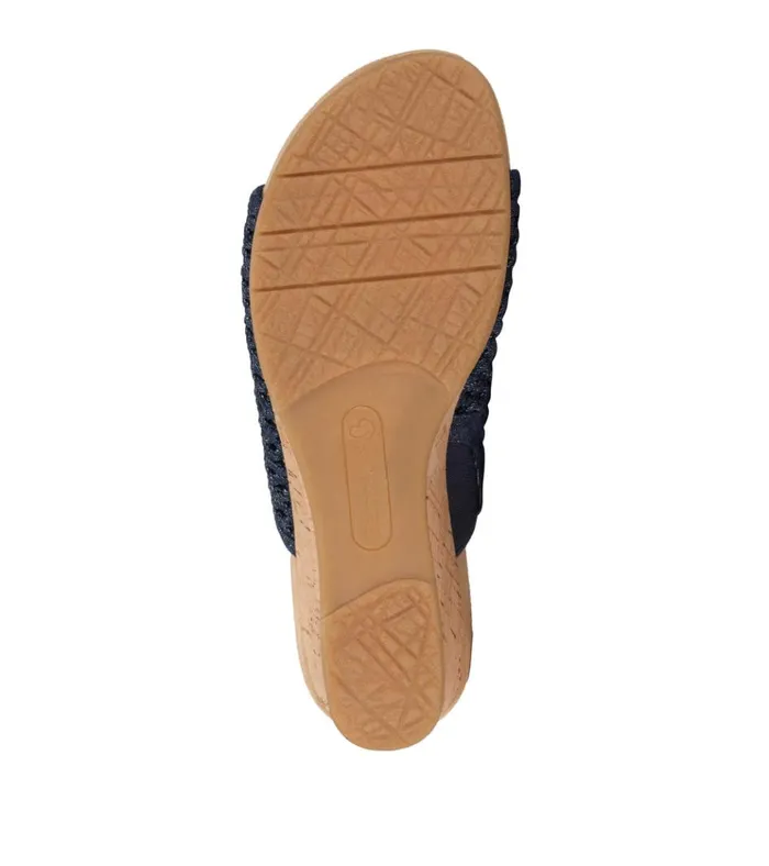 Women Flossey Wedge Slide Sandal Dark Denim Baretraps Slides and Slip On Sandals