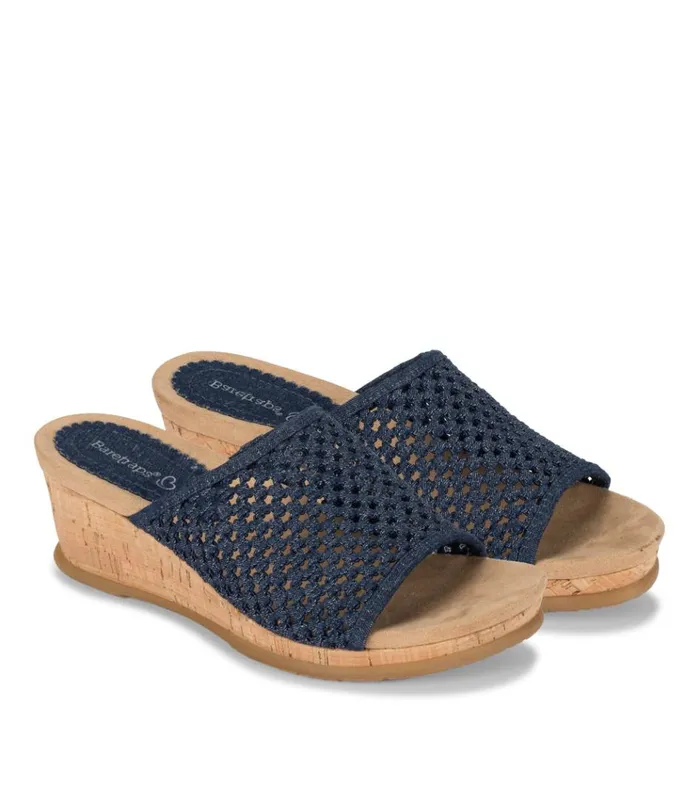Women Flossey Wedge Slide Sandal Dark Denim Baretraps Slides and Slip On Sandals