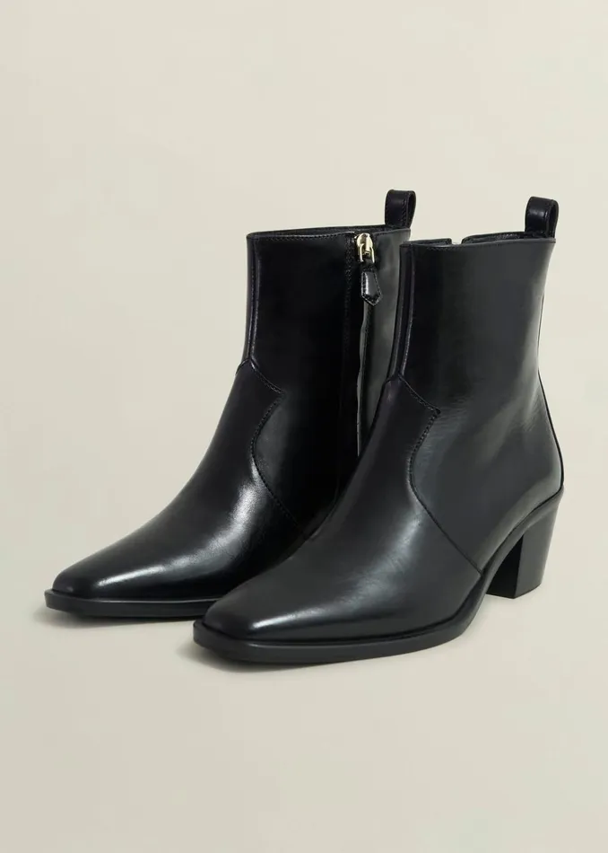 Women Frankie Leather Western Boots Black Hobbs Boots