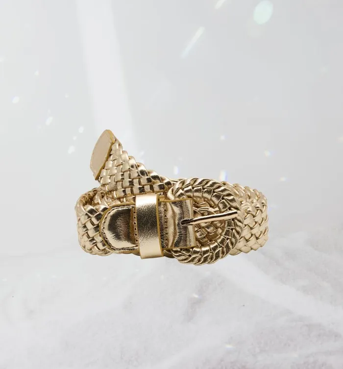 Women Glitzy Woven Belt 8211 Gold Promod Belts