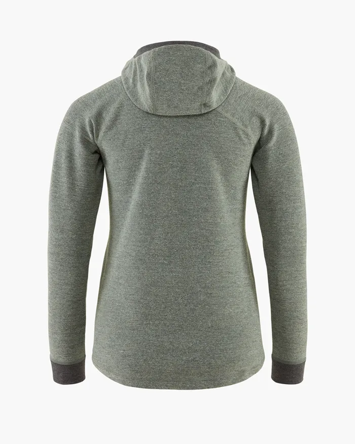 Women Hdur Hooded Zip Swamp Green Klttermusen Fleeces and Sweaters
