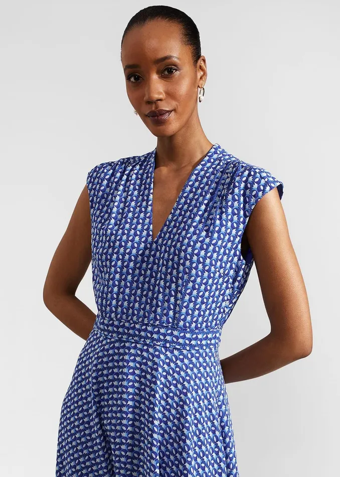 Women Hailey Midi Dress Blue Multi Hobbs Dresses and Jumpsuits