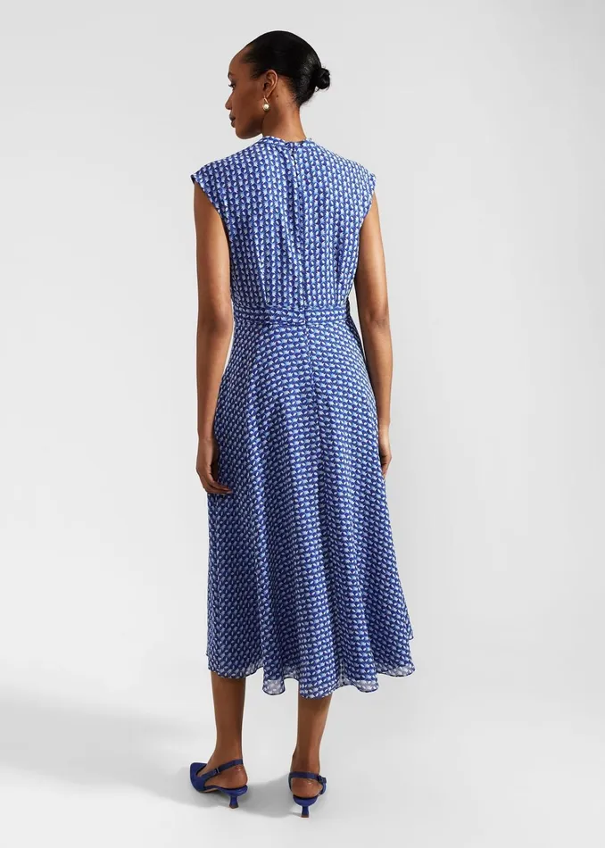 Women Hailey Midi Dress Blue Multi Hobbs Dresses and Jumpsuits