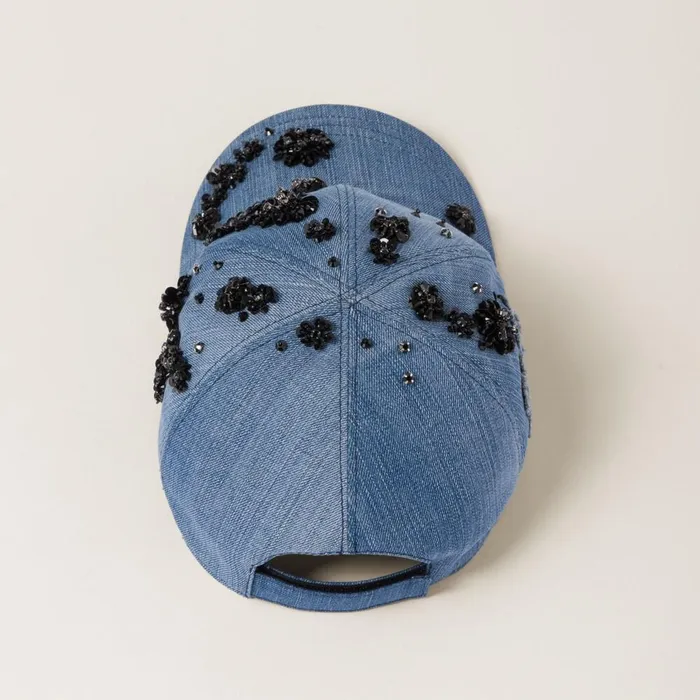 Women Hats And Gloves Miu Miu Denim Baseball Cap Blueblack Women Hats And Gloves Miu Miu Denim Baseball Cap Blueblack