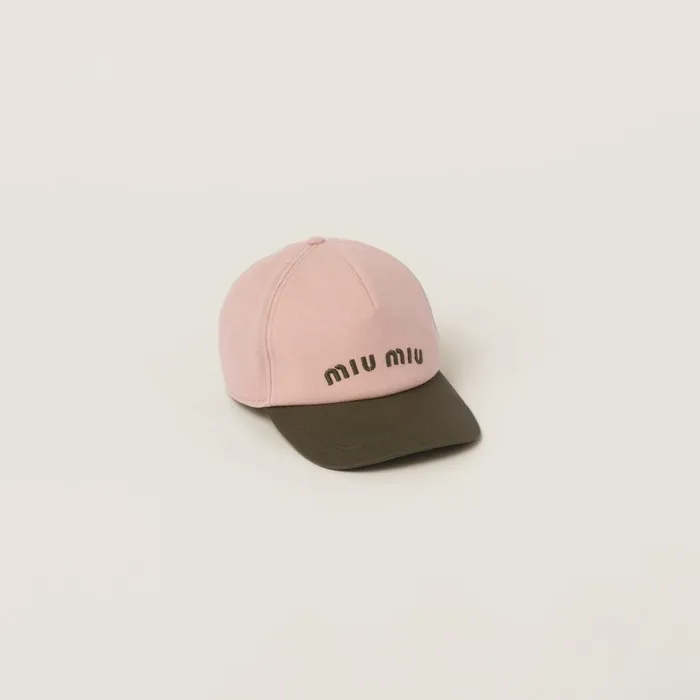 Women Hats And Gloves Miu Miu Drill Baseball Cap Orchid Pinkmilitary
