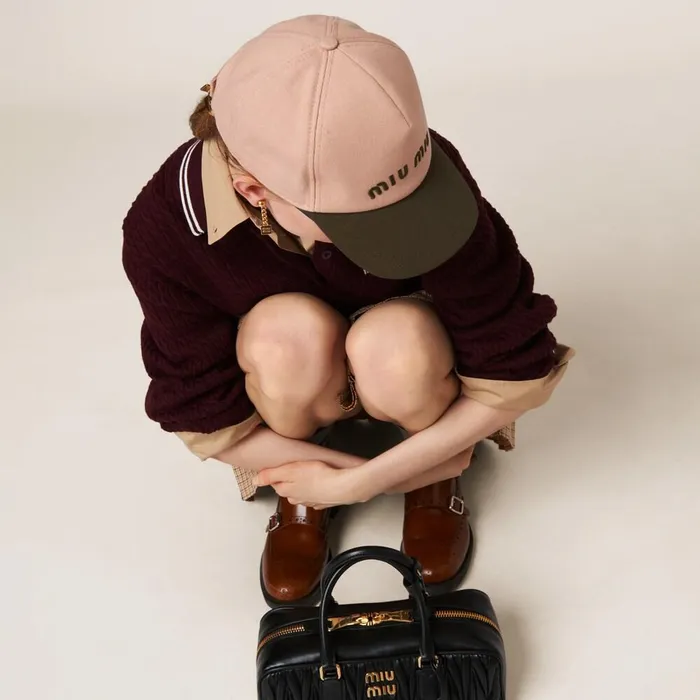 Women Hats And Gloves Miu Miu Drill Baseball Cap Orchid Pinkmilitary Women Hats And Gloves Miu Miu Drill Baseball Cap Orchid Pinkmilitary
