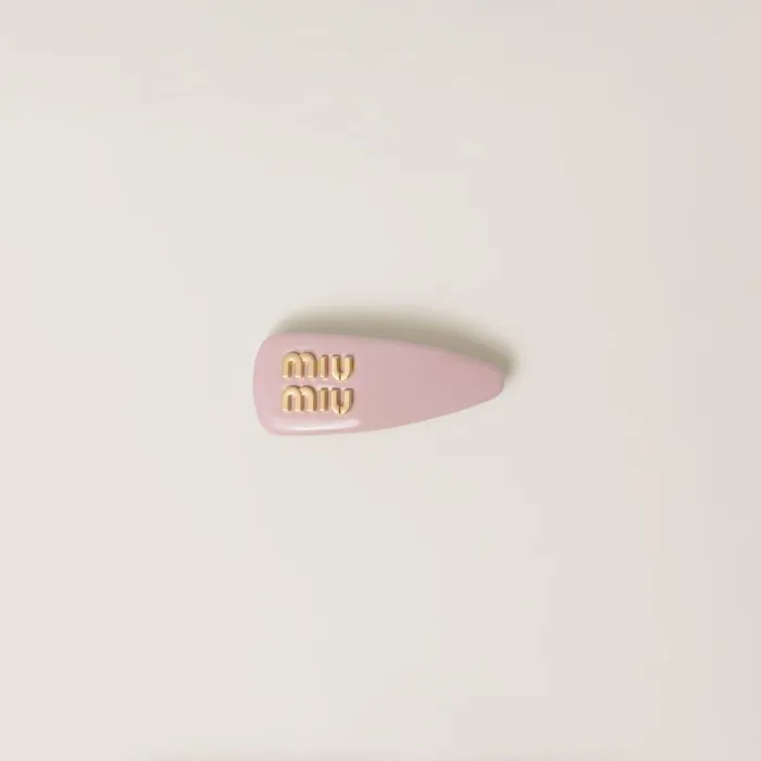 Women Headbands And Hair Accessories Miu Miu Patent Leather Hair Clip Alabaster Pink