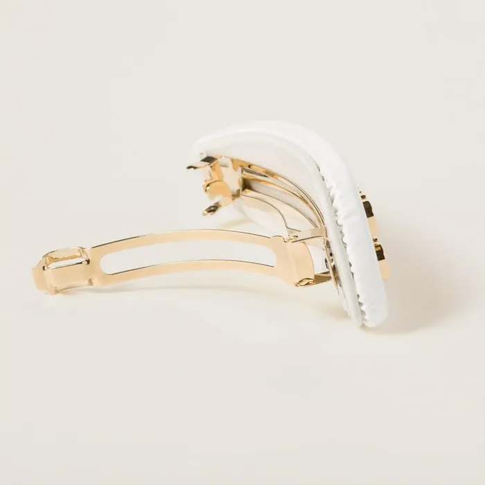 Women Headbands And Hair Accessories Miu Miu Patent Leather Hair Clip White Women Headbands And Hair Accessories Miu Miu Patent Leather Hair Clip White