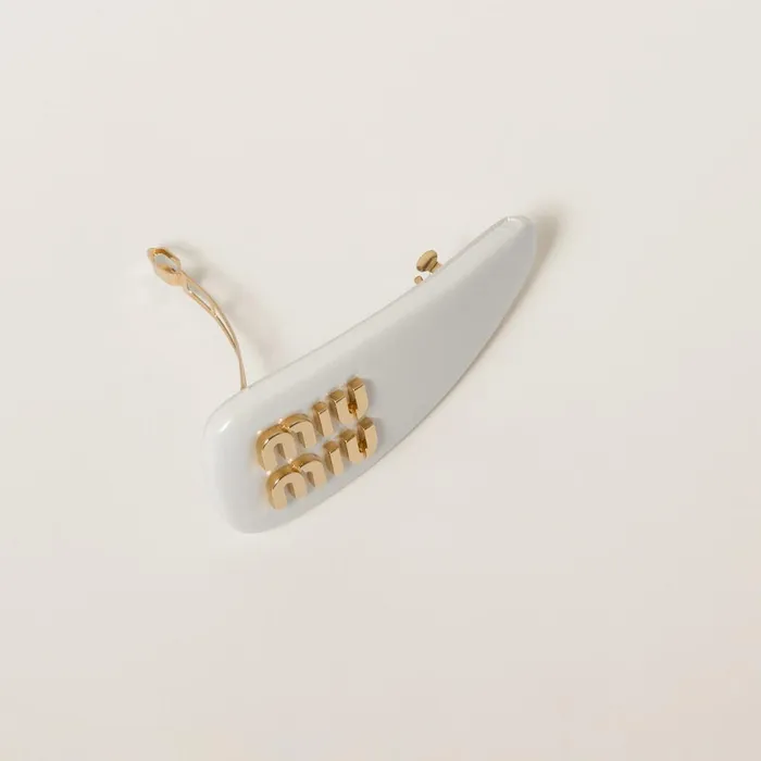 Women Headbands And Hair Accessories Miu Miu Patent Leather Hair Clip White Women Headbands And Hair Accessories Miu Miu Patent Leather Hair Clip White