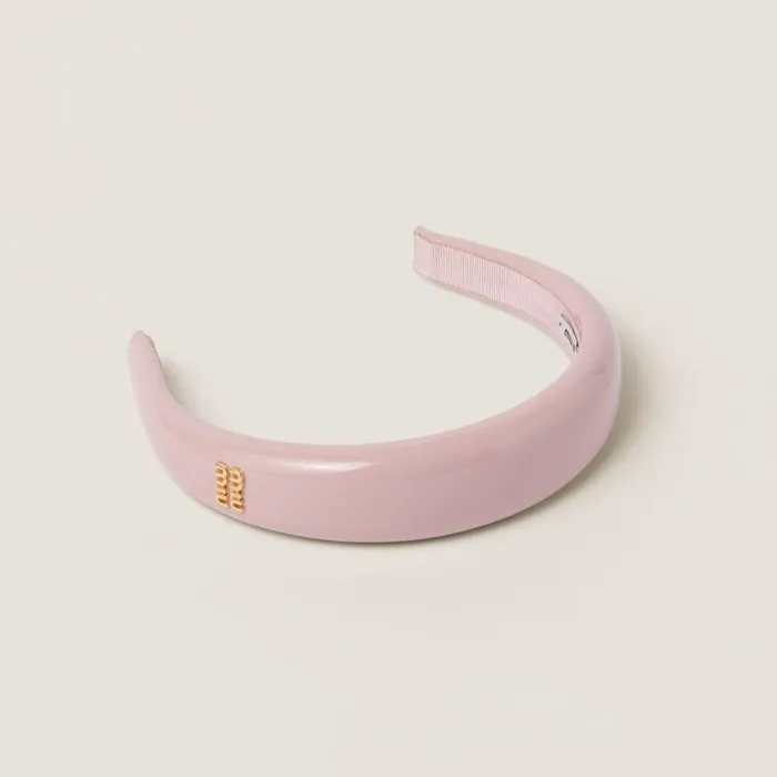 Women Headbands And Hair Accessories Miu Miu Patent Leather Headband Alabaster Pink
