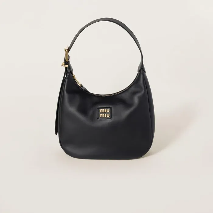 Women Hobo Bags Miu Miu Leather Hobo Bag Black