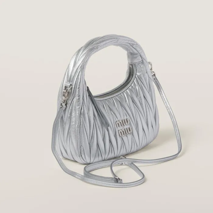 Women Hobo Bags Miu Miu Wander Matelass Nappa Leather Hobo Bag Silver Women Hobo Bags Miu Miu Wander Matelass Nappa Leather Hobo Bag Silver