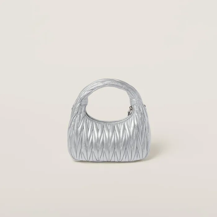 Women Hobo Bags Miu Miu Wander Matelass Nappa Leather Hobo Bag Silver Women Hobo Bags Miu Miu Wander Matelass Nappa Leather Hobo Bag Silver